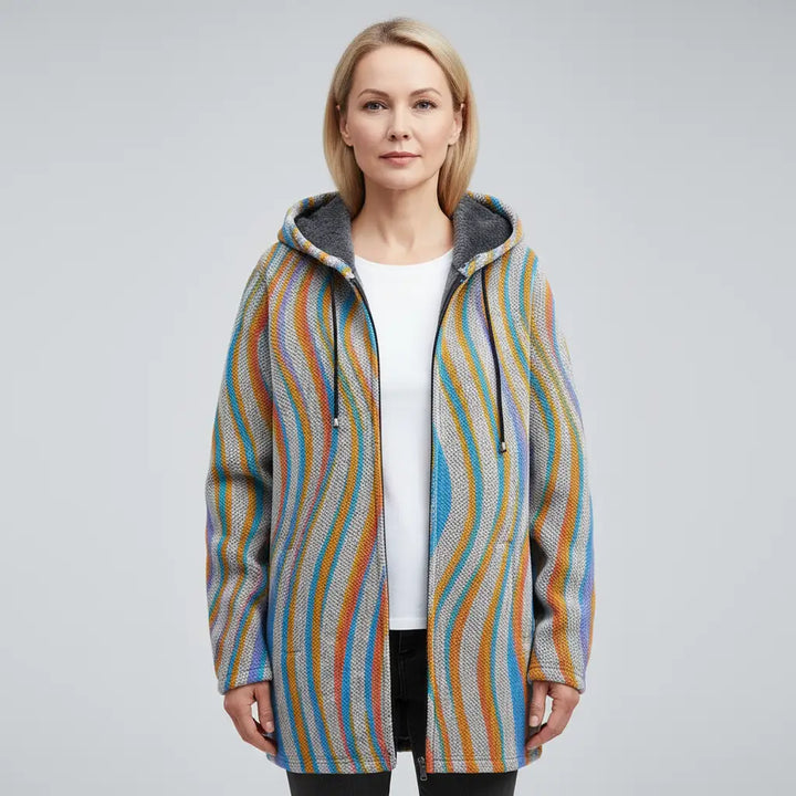 Indira | Elegancki Kardigan z Artystycznym Wzorem