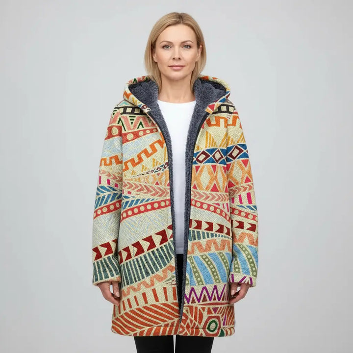 Mirrin | Elegancki Kardigan z Artystycznym Wzorem